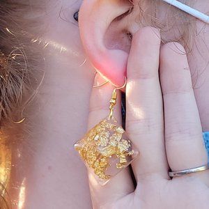 Golden flare resin earrings